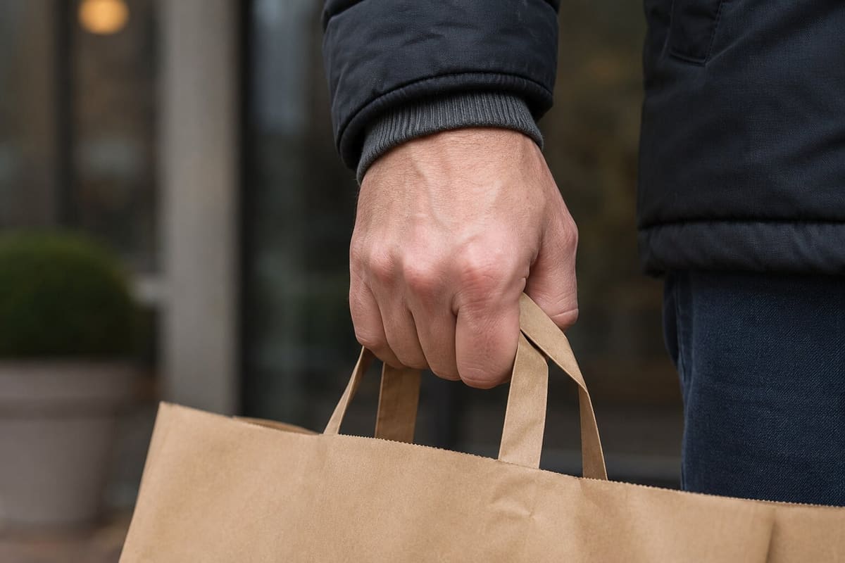 Einkaufstaschen mit frischen Lebensmitteln werden getragen